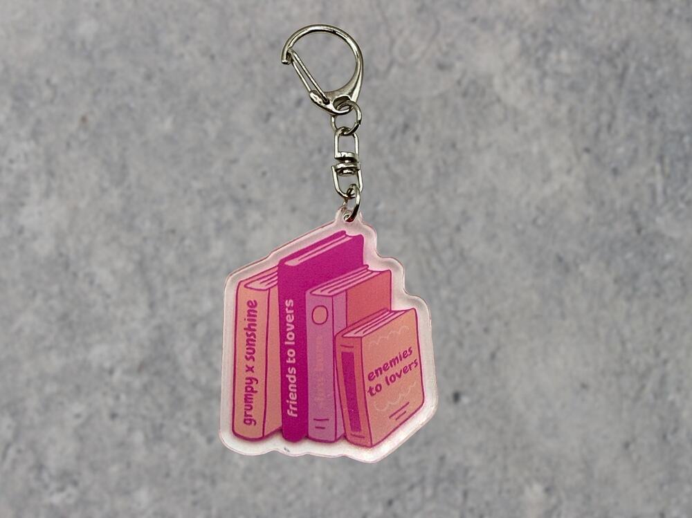 ⭐PICK 3/$15 Book Trope Stack Acrylic Keychain, BookTok Reader Gift - Picture 1 of 5